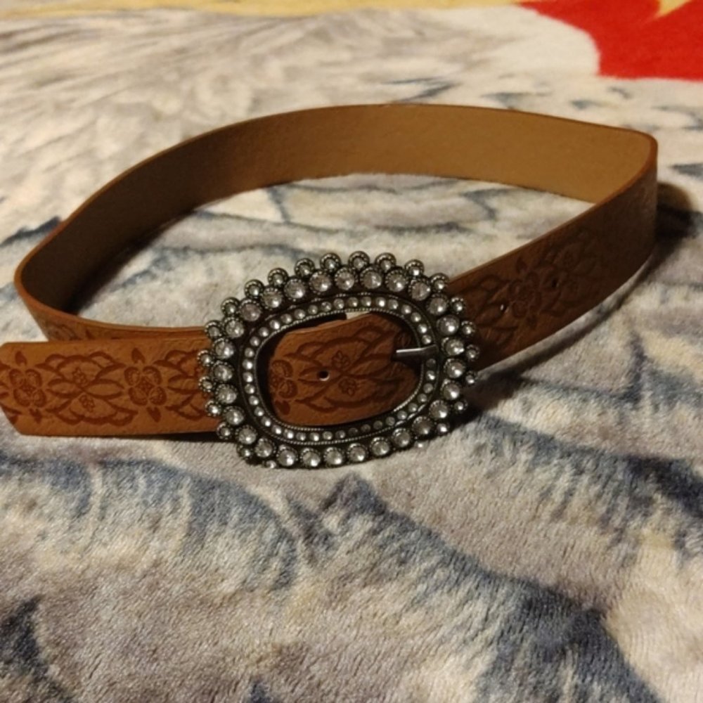 Western Rhinestone Buckle Belt Sz 3 (29-32")
